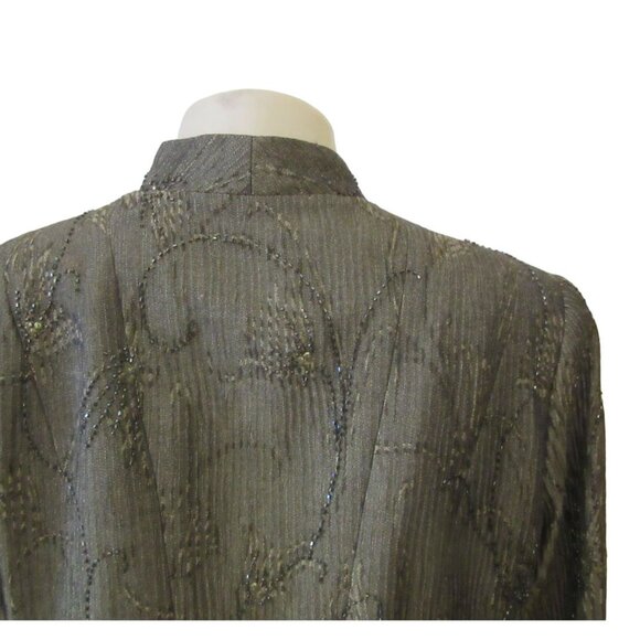 Carmen Marc Valvo Beaded Short Brownish Green Button Down Jacket in Sz 12 - Picture 6 of 7